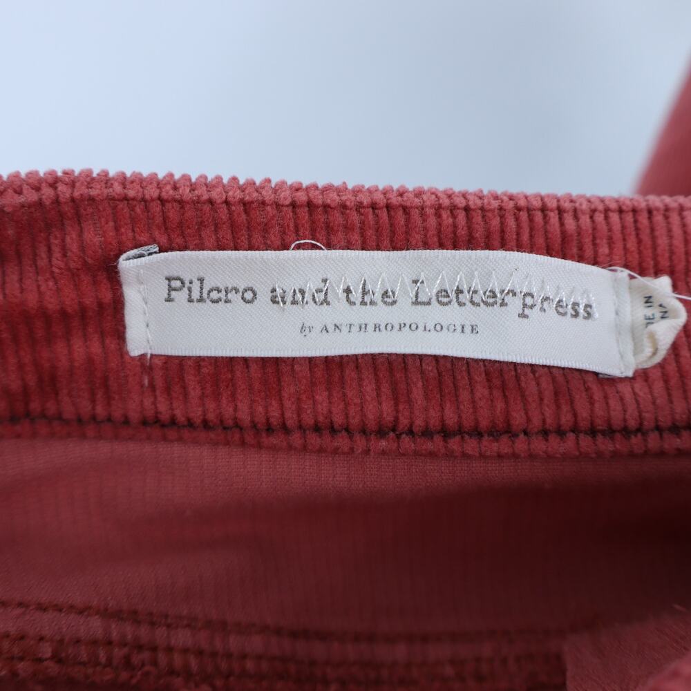 Pilcro Corduroy Wide Leg Jeans Brick Red High Rise Button Fly Women's 26 - Picture 10 of 12